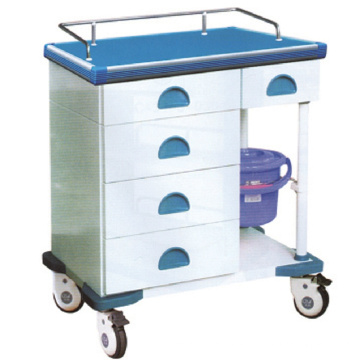 Five Drawers Epoxy Powder Coated Hospital Treatment Cart (N-25)
